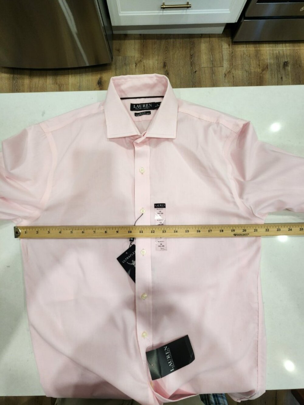 Lauren Ralph Lauren Dress Shirt Mens 16 34/35 White Pink Slim Fit NWT - Picture 8 of 13